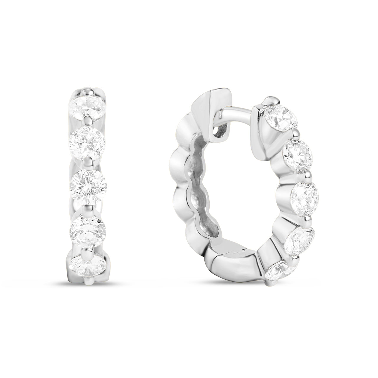 Diamond 5 Stone Huggie Earring