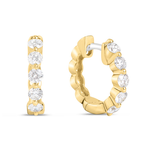Diamond 5 Stone Huggie Earring