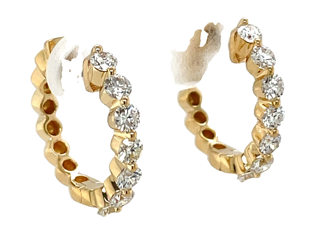 DIAMOND SINGLE PRONG 18MM HOOP EARRING