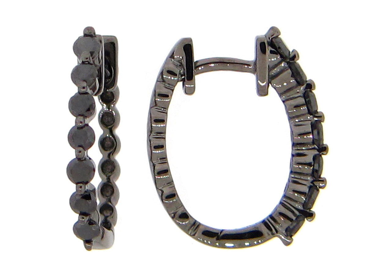 BLACK DIAMOND SINGLE PRONG OVAL HUGGY EARRING, 14MM, 14K BLACK FINISH (R)