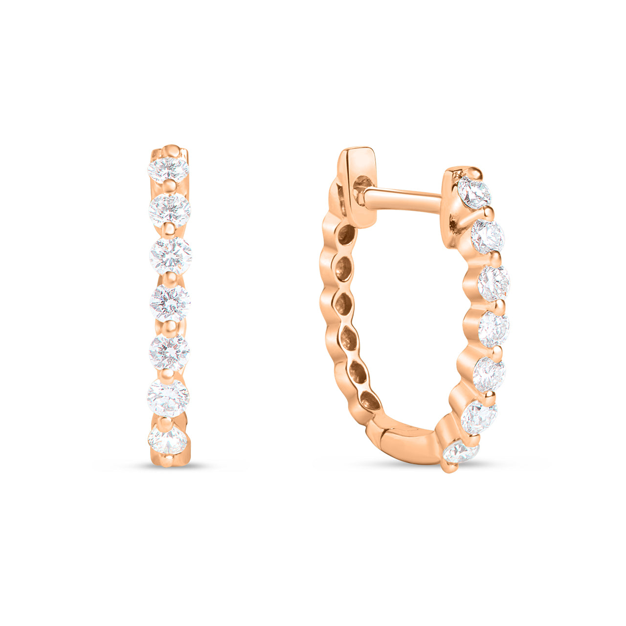 Diamond Single Prong Oval Hoop Earring