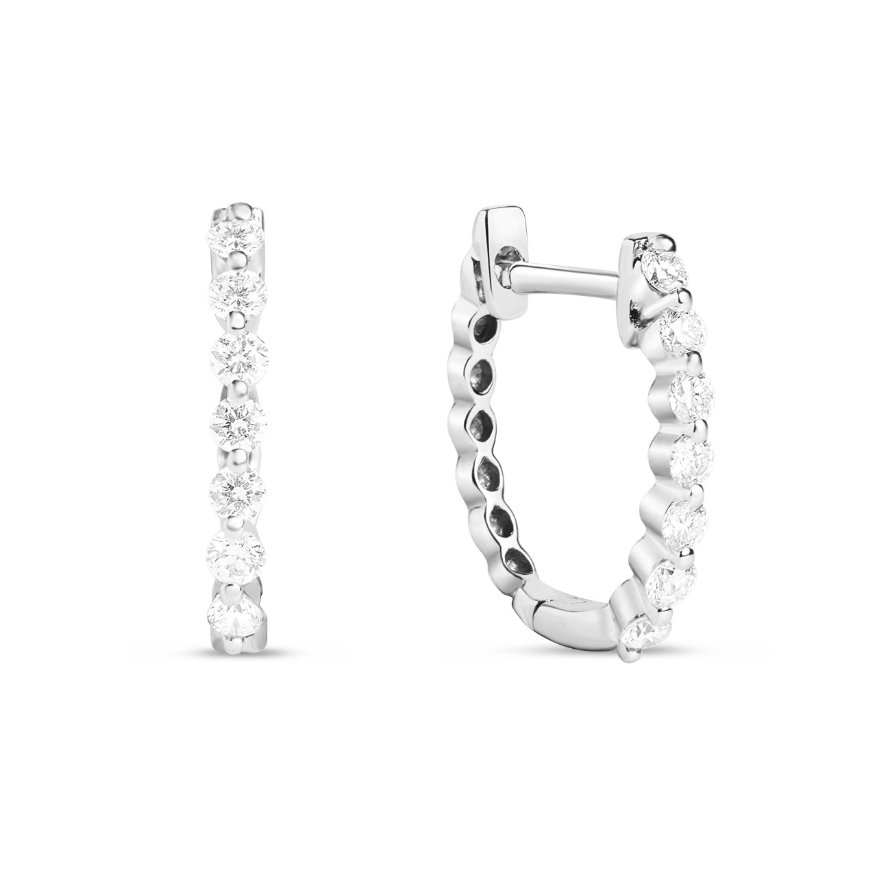 Diamond Single Prong Oval Hoop Earring