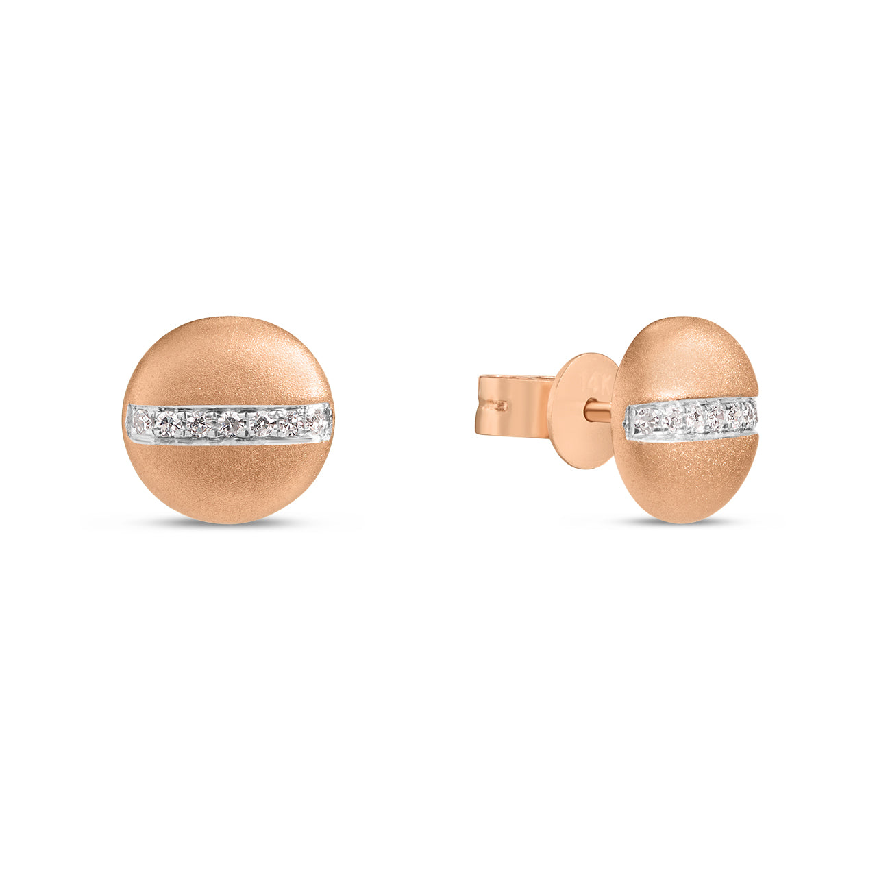 Diamond Line Disc Stud Earring