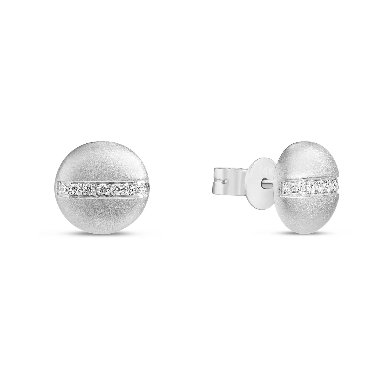 Diamond Line Disc Stud Earring