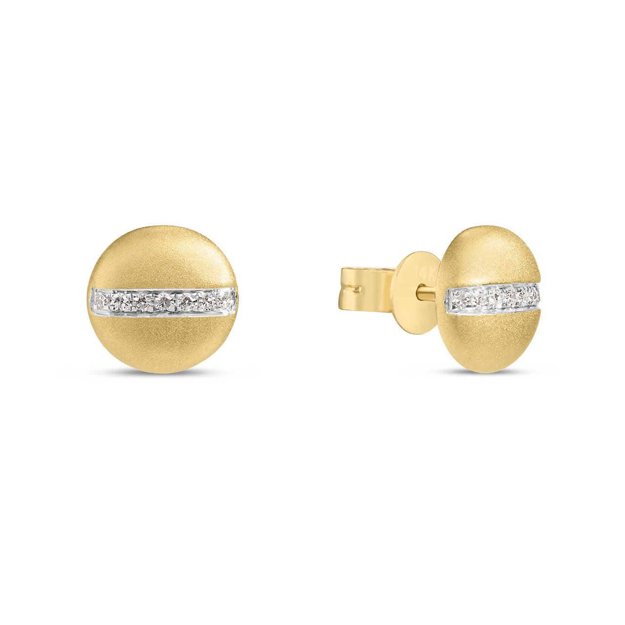 Diamond Line Disc Stud Earring