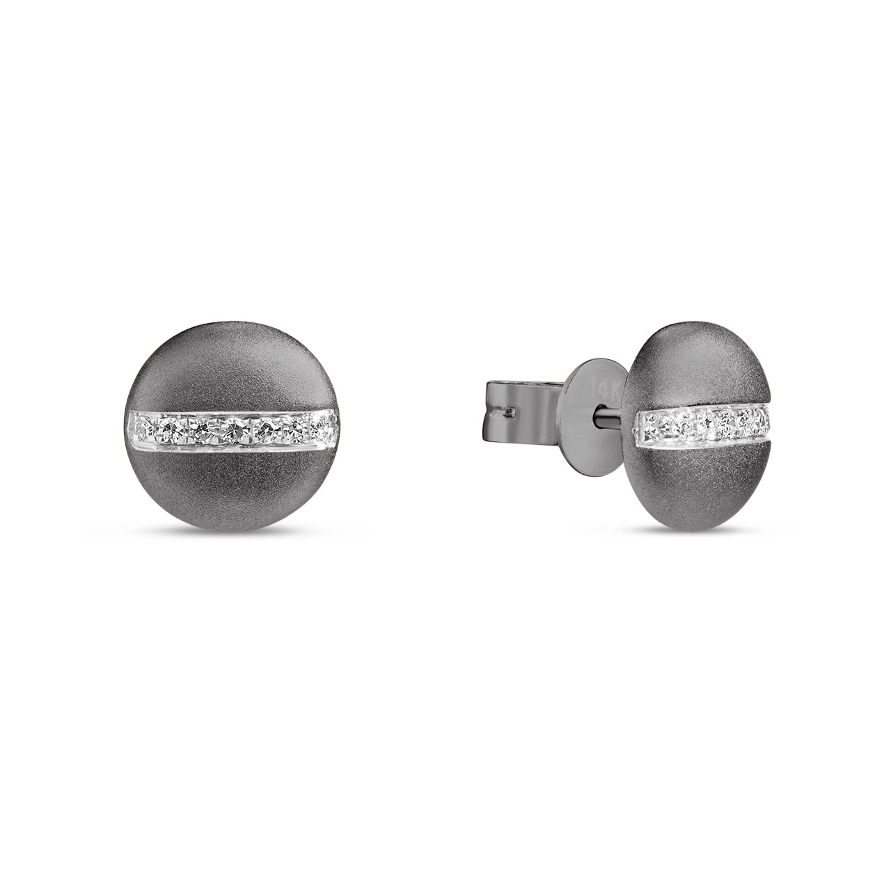 Diamond Line Disc Stud Earring