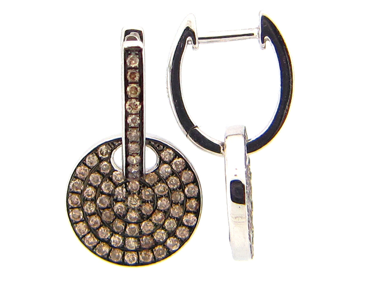 BROWN DIAMOND PAVE DISC EARRING