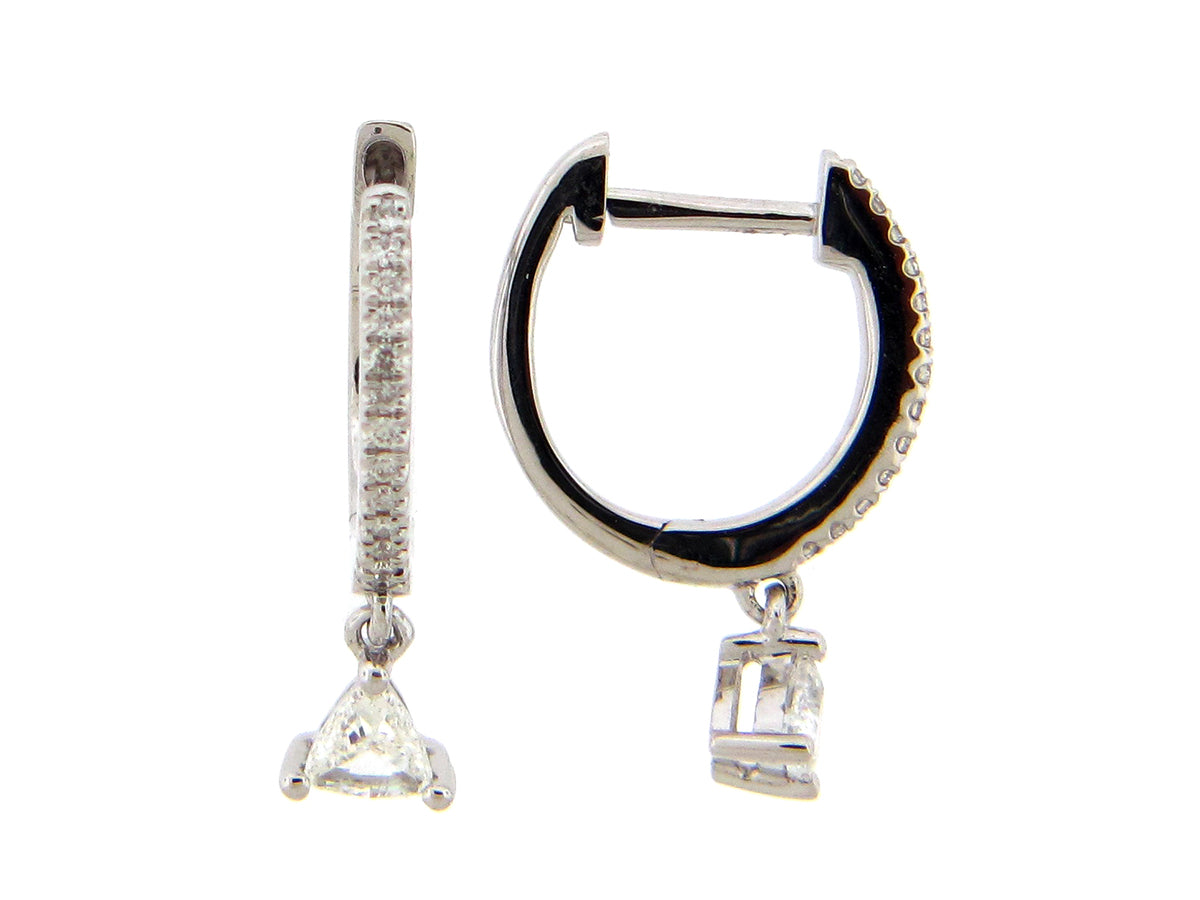 DIAMOND TRIANGLE DANGLE EARRING, 14KW (N)