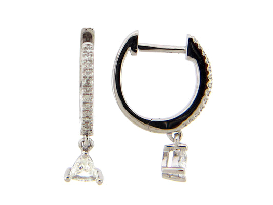 DIAMOND TRIANGLE DANGLE EARRING, 14KW (N)