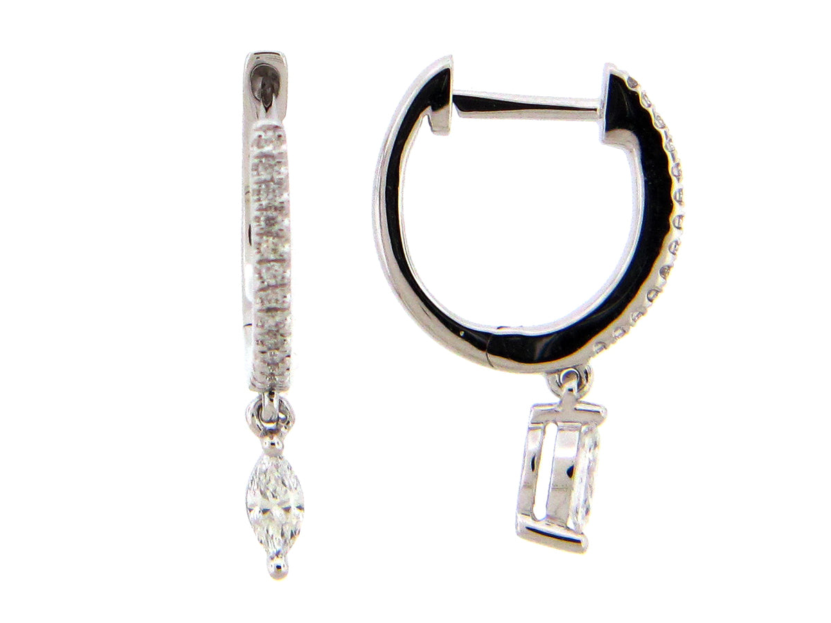DIAMOND MARQUISE DANGLE EARRING, 14KW (N)
