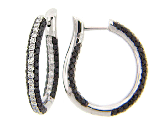 BLACK & WHITE DIAMOND EARRING, 14KW (R/N)