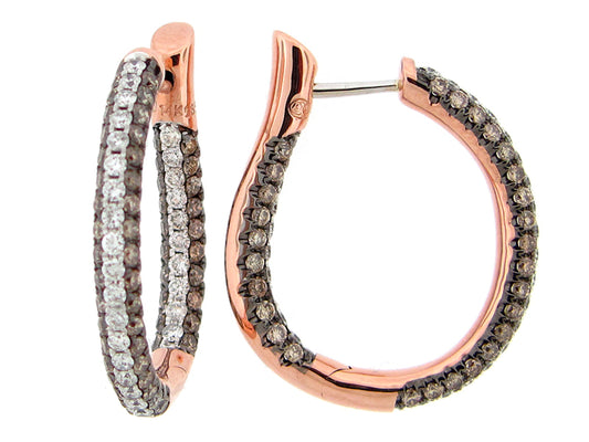 BROWN & WHITE DIAMOND EARRING, 14KR (N)