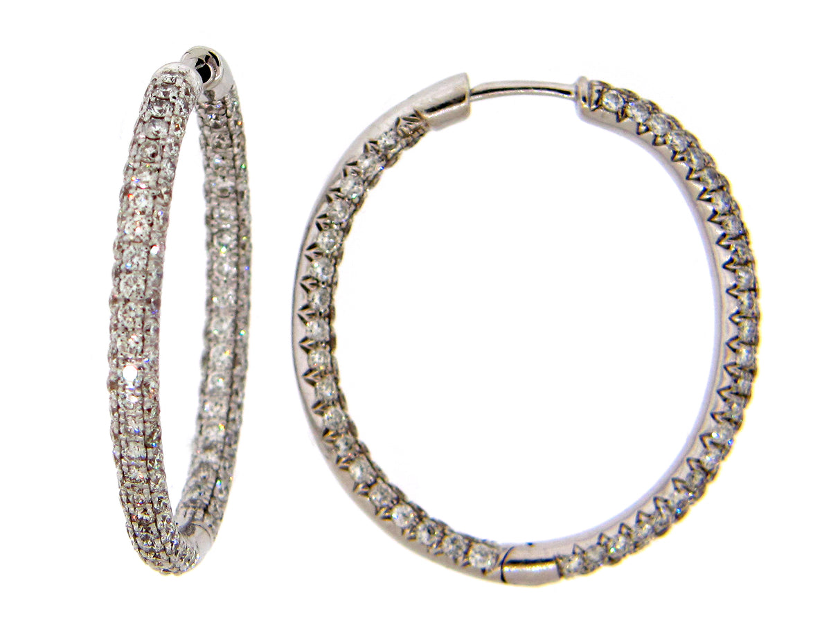 DIAMOND PAVE LARGE HOOP EARRING, 18KW (N)