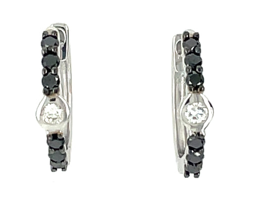 BLACK & WHITE DIAMOND CENTER HUGGY EARRING