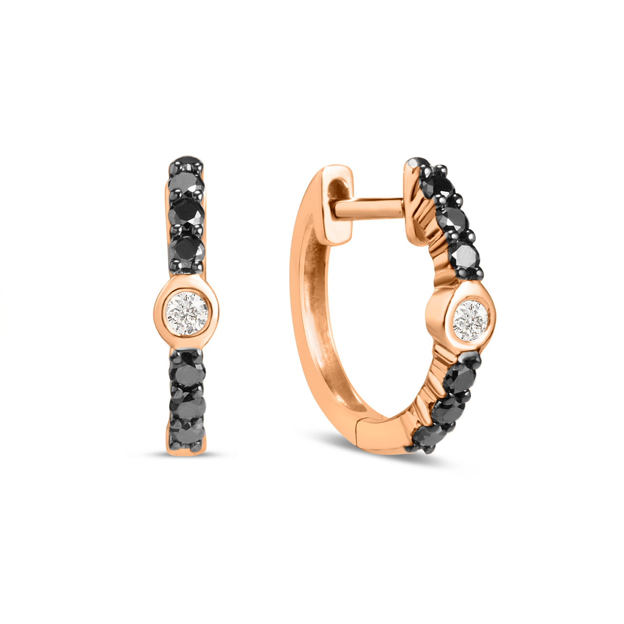 Black & White Diamond Center Huggie Earring