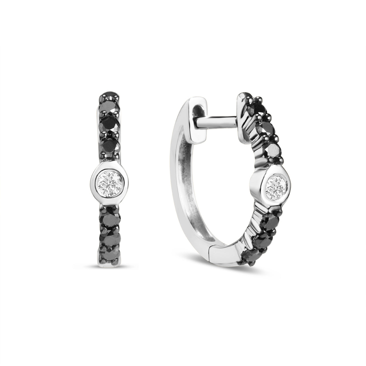 Black & White Diamond Center Huggie Earring