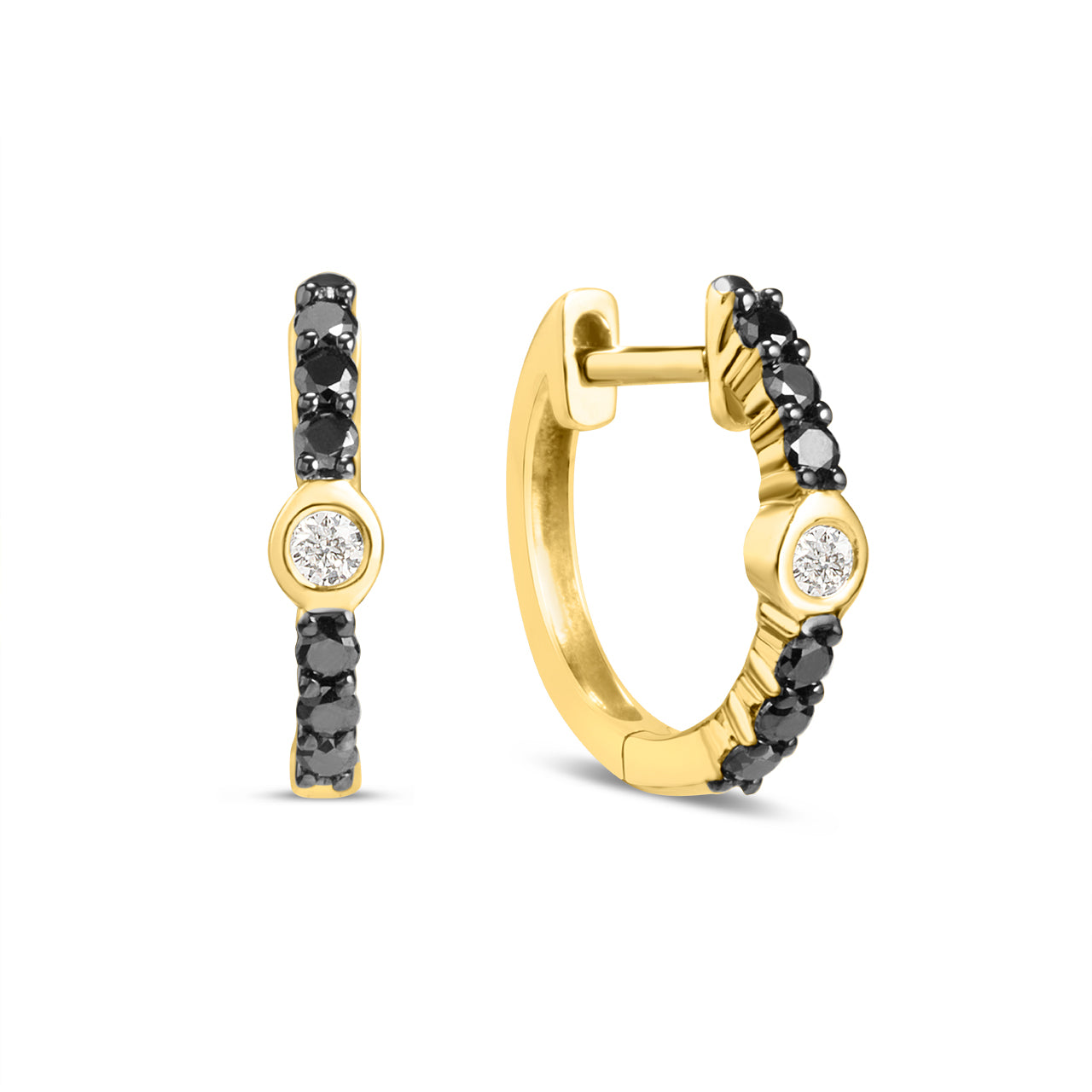 Black & White Diamond Center Huggie Earring