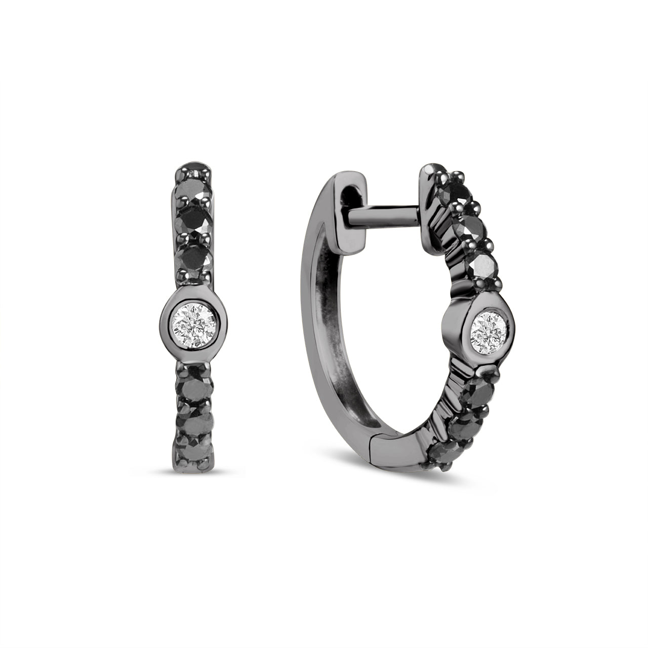 Black & White Diamond Center Huggie Earring
