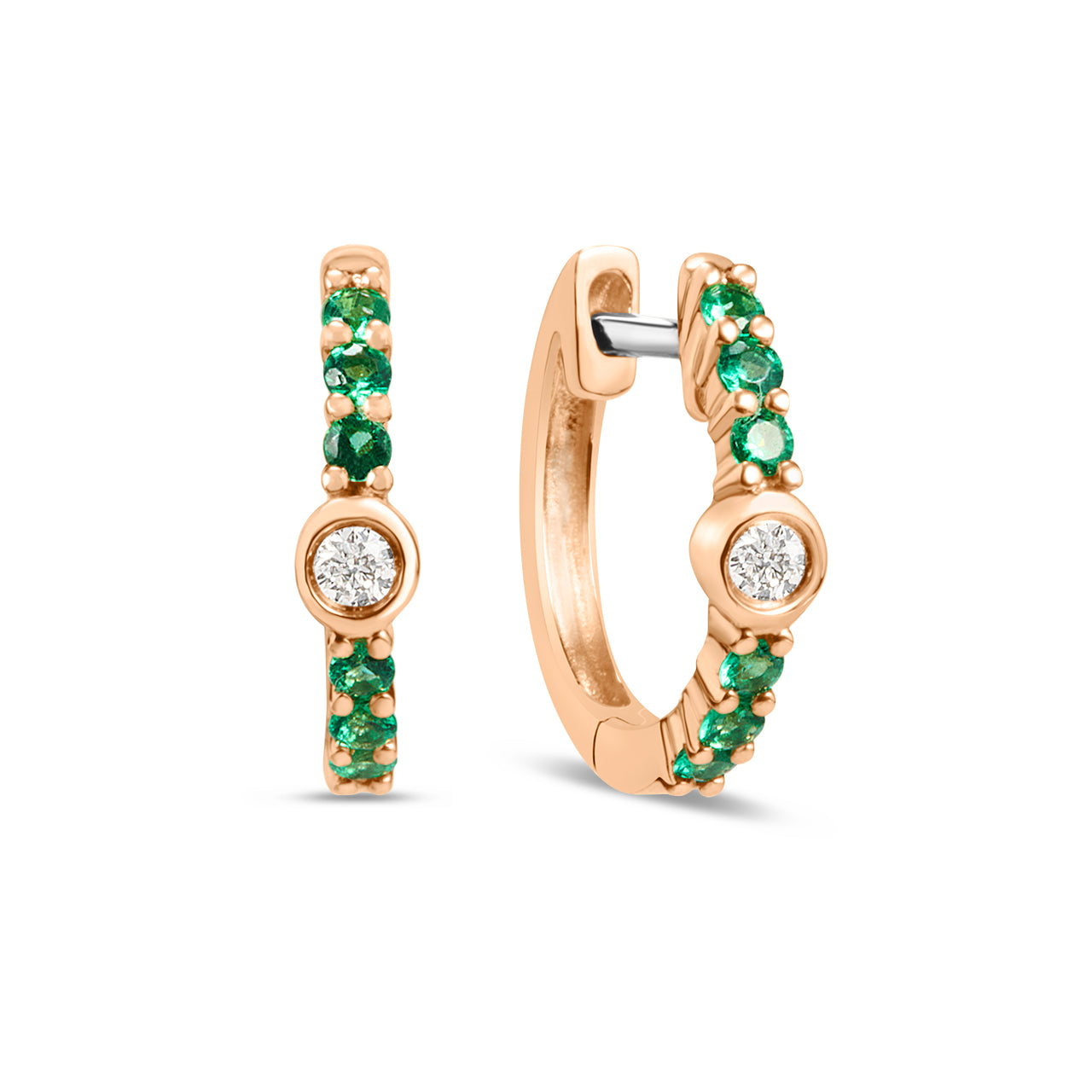 Emerald & Diamond Center Huggie Earring