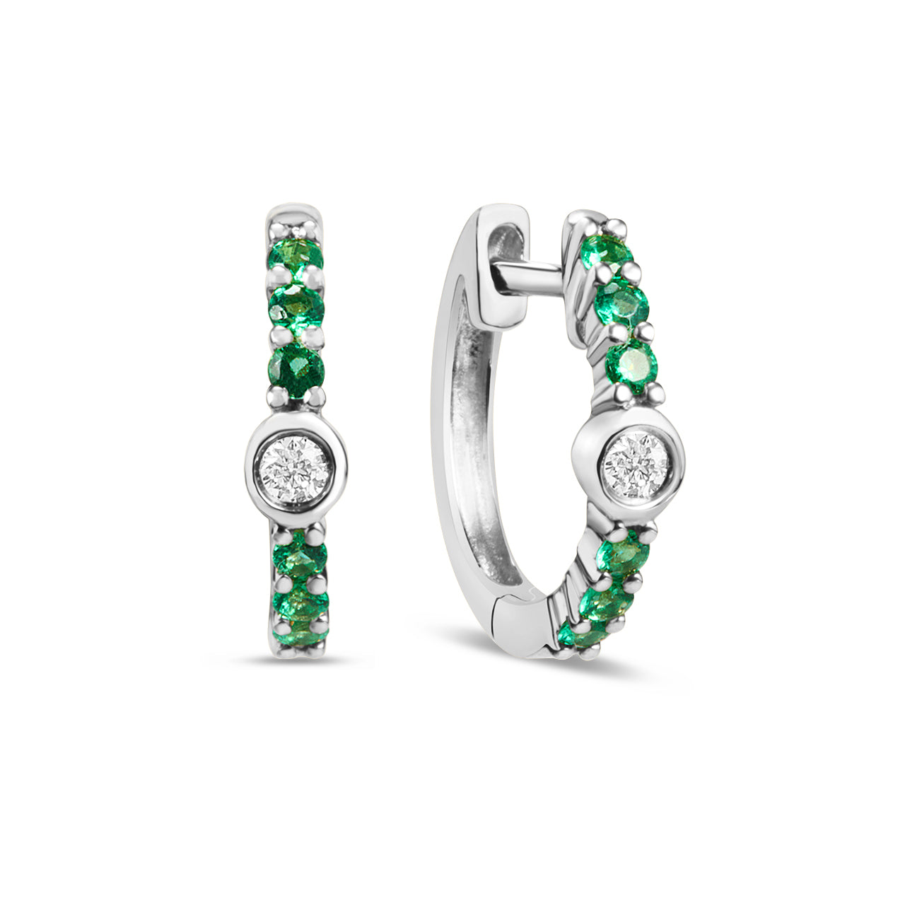 Emerald & Diamond Center Huggie Earring