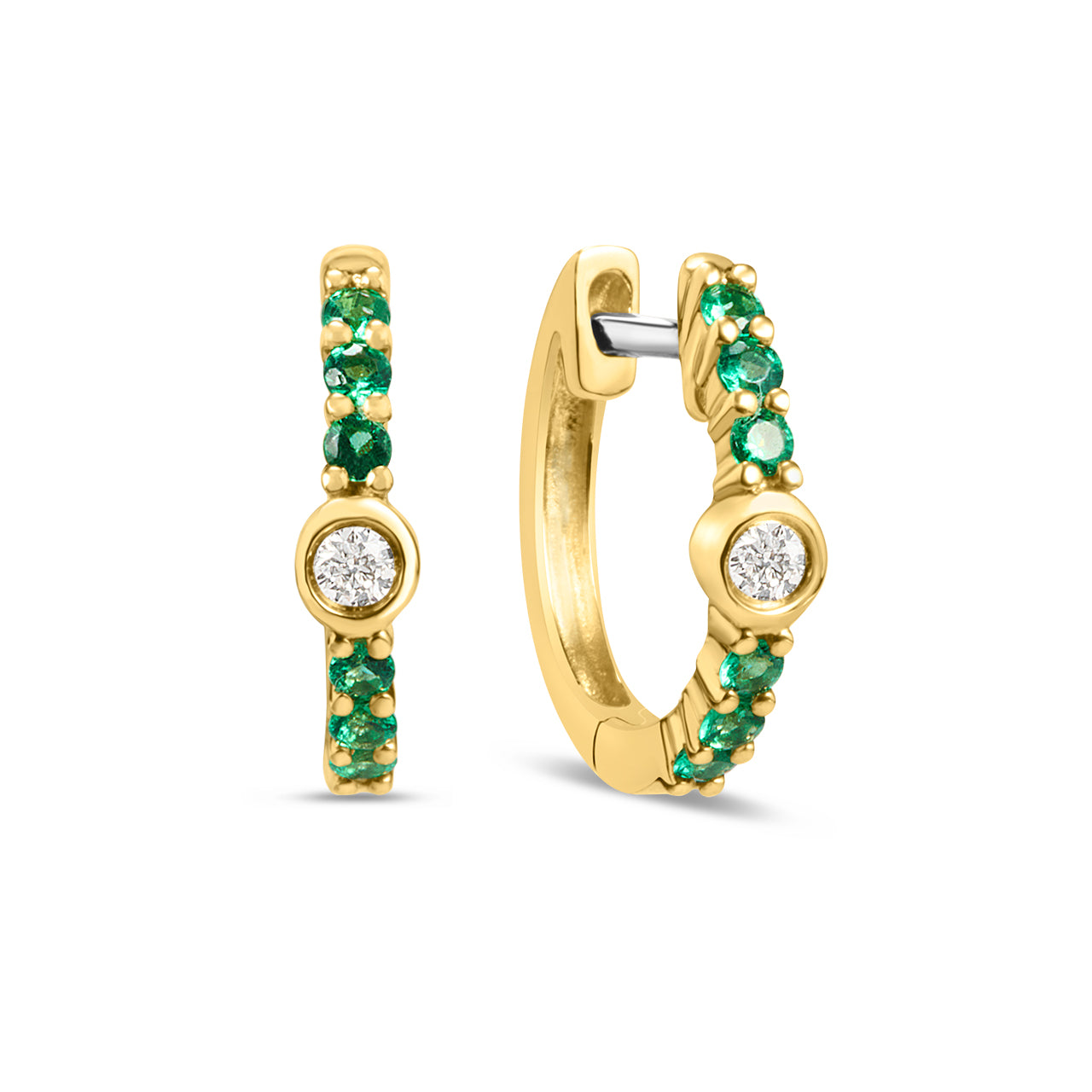 Emerald & Diamond Center Huggie Earring