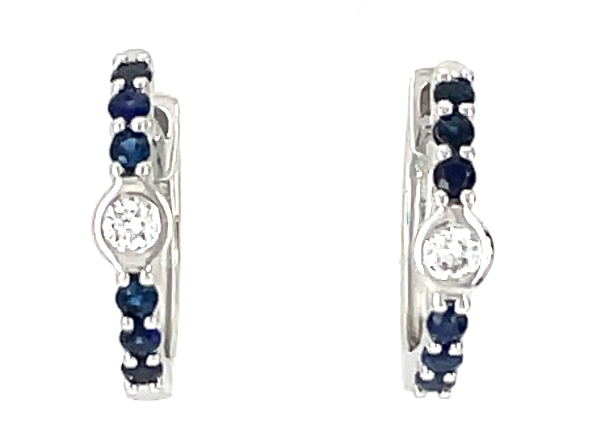 SAPPHIRE & DIAMOND CENTER HUGGY EARRING