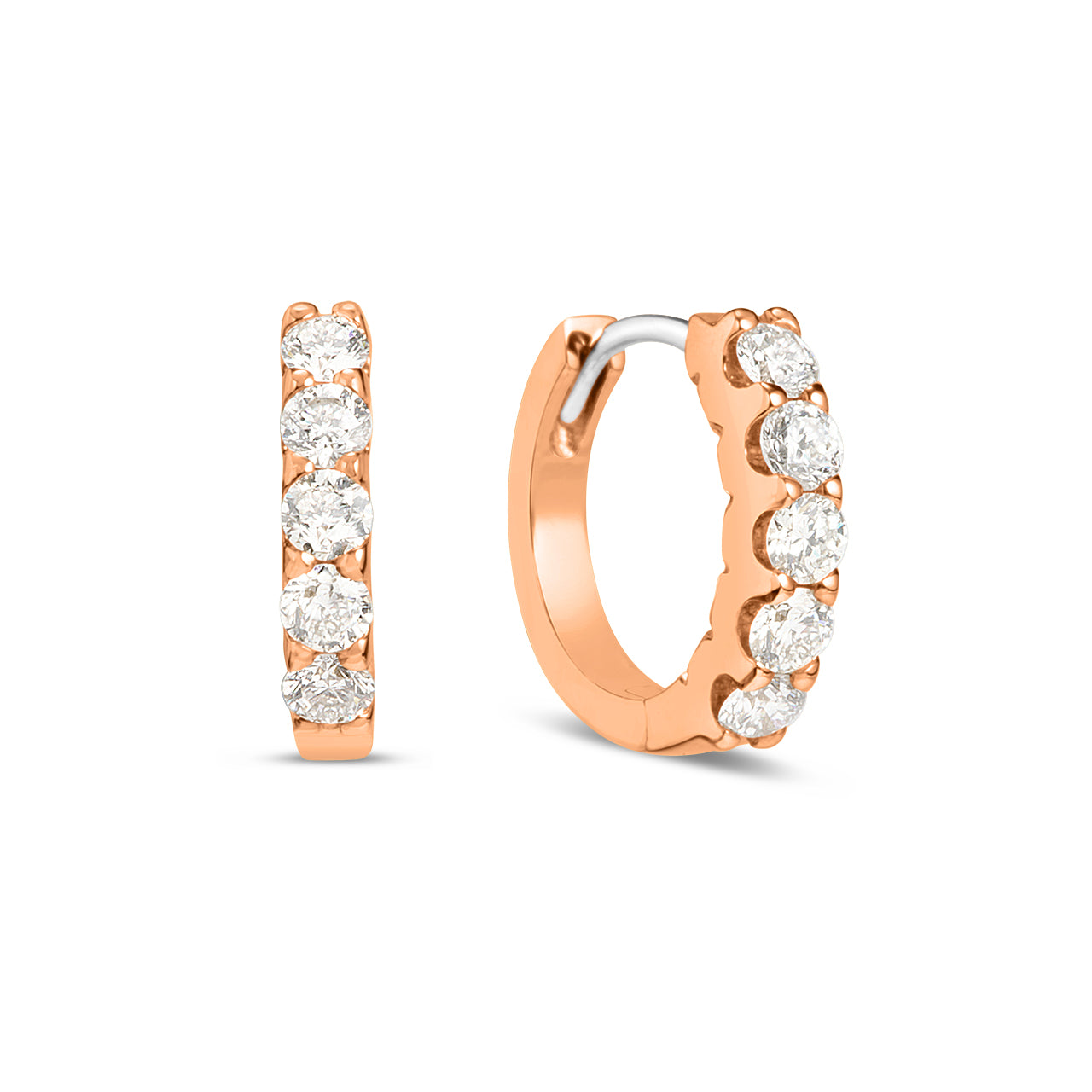 Diamond 5 Stone Huggie Earring