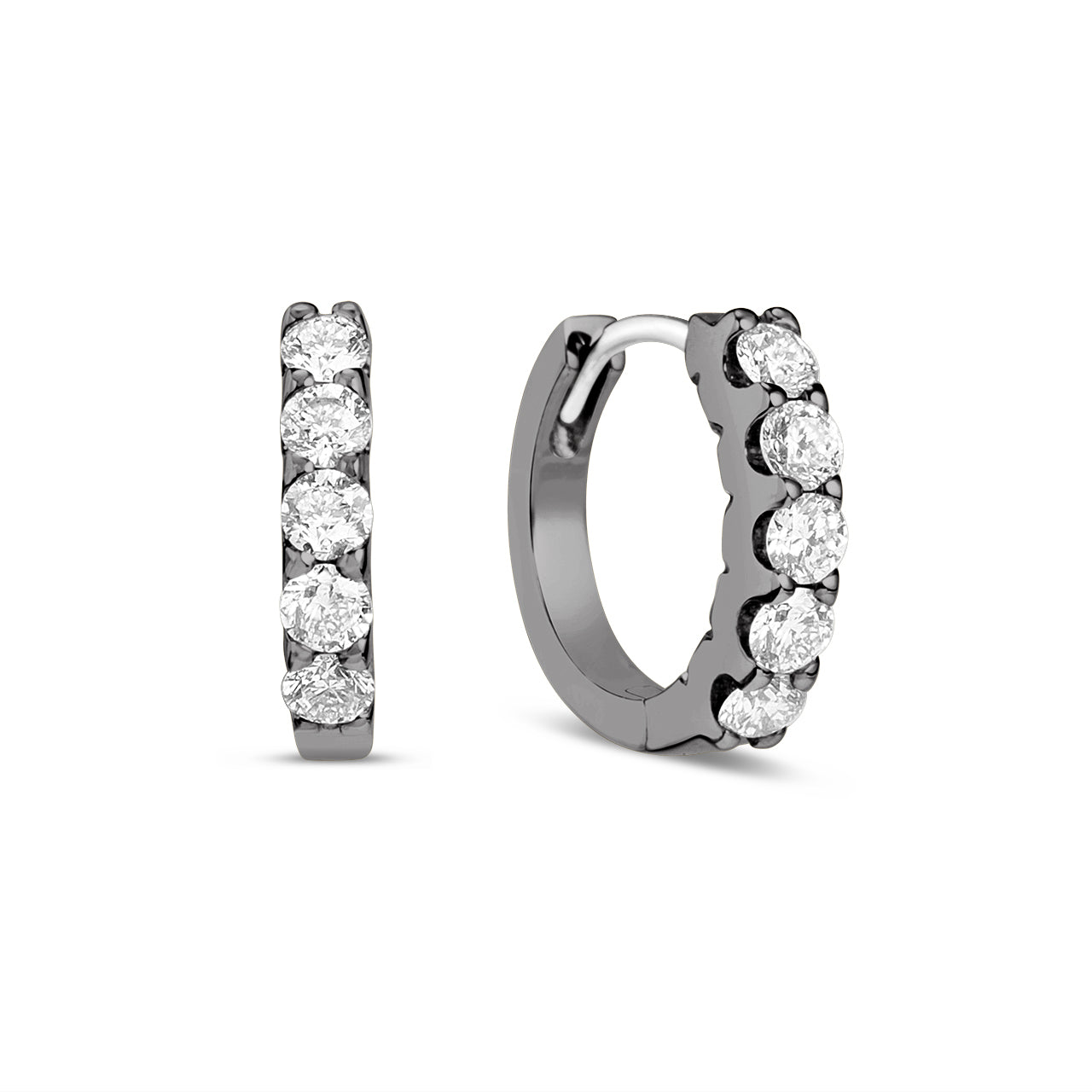 Diamond 5 Stone Huggie Earring