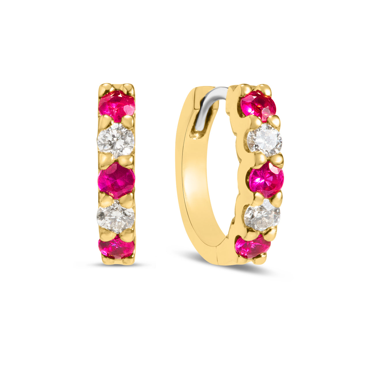 Ruby & Diamond Alternating Huggie Earring