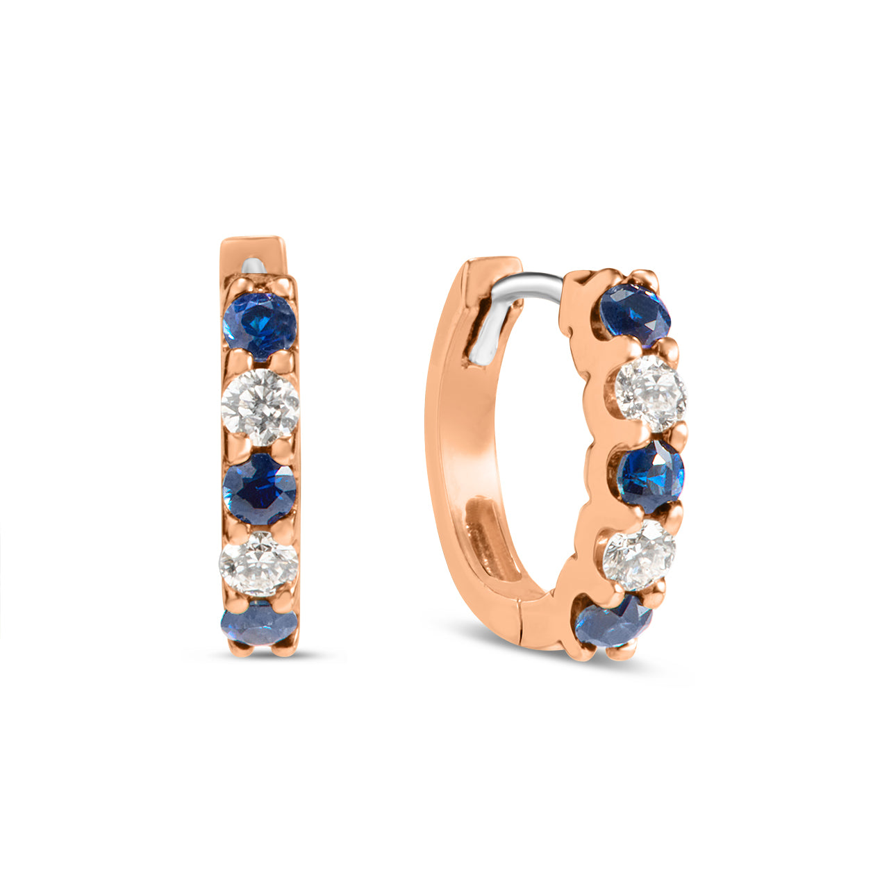 Sapphire & Diamond Alternating Huggie Earring