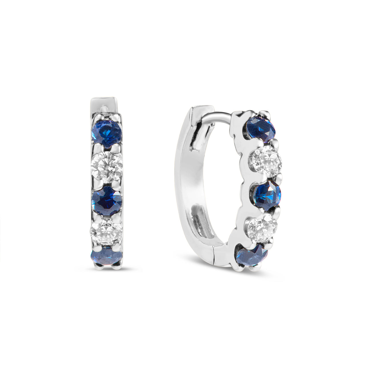 Sapphire & Diamond Alternating Huggie Earring