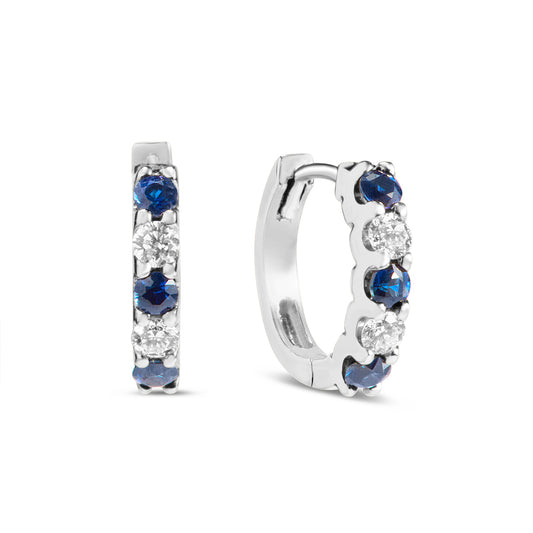 Sapphire & Diamond Alternating Huggie Earring