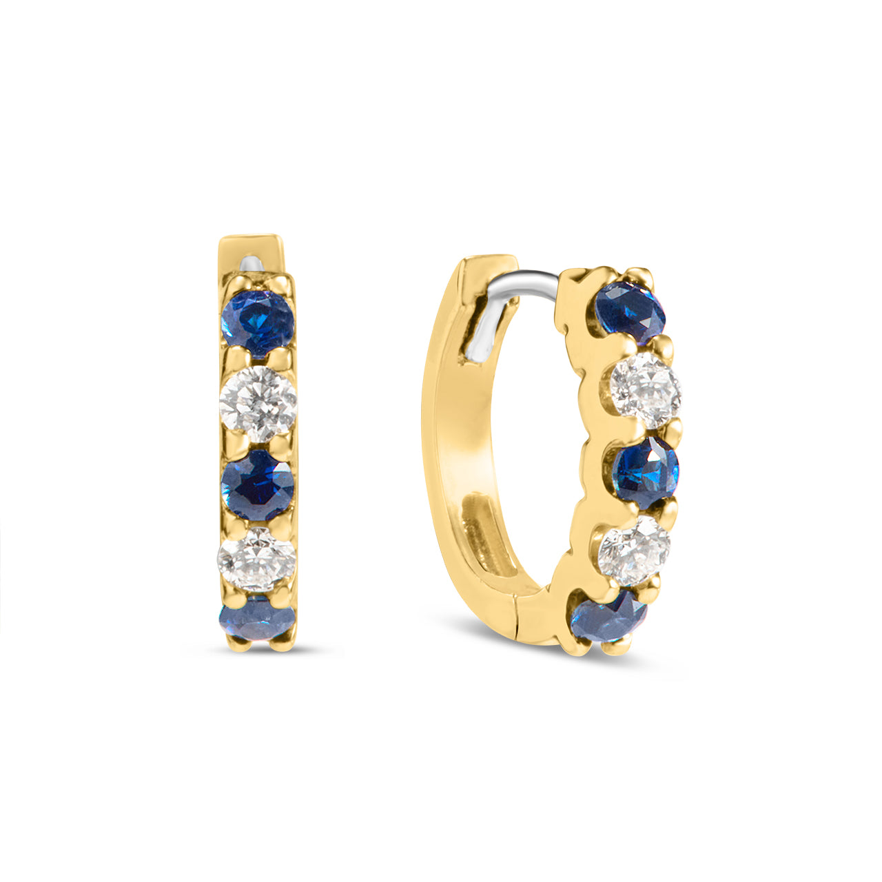 Sapphire & Diamond Alternating Huggie Earring