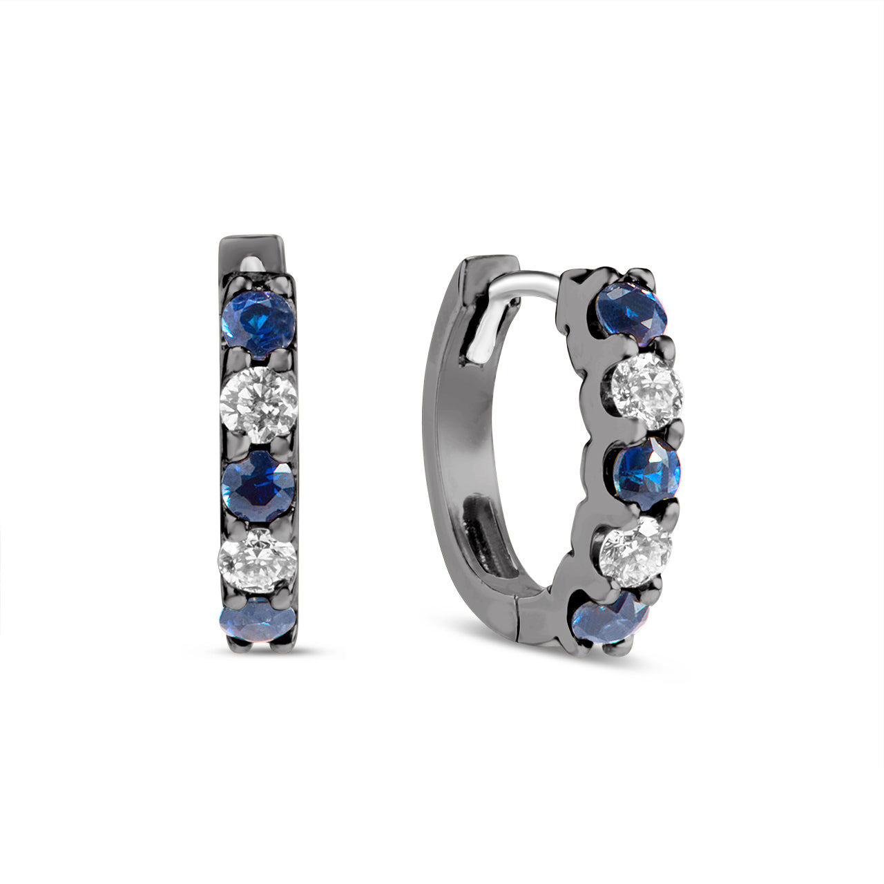 Sapphire & Diamond Alternating Huggie Earring