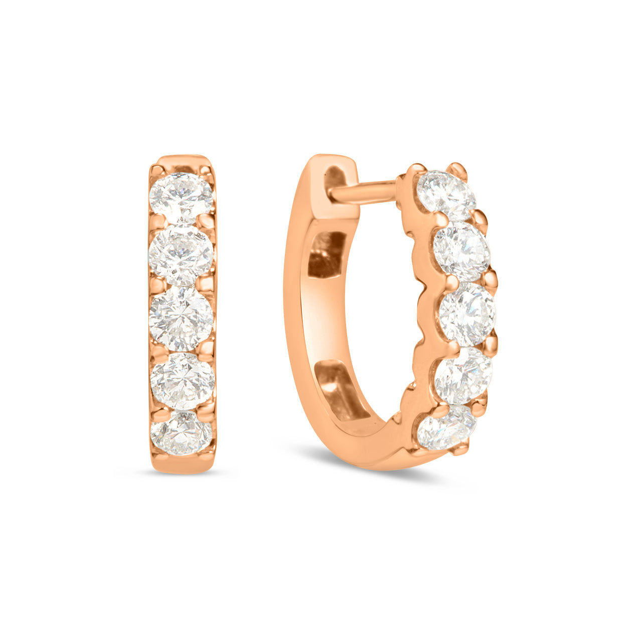 Diamond 5 Stone Huggie Earring