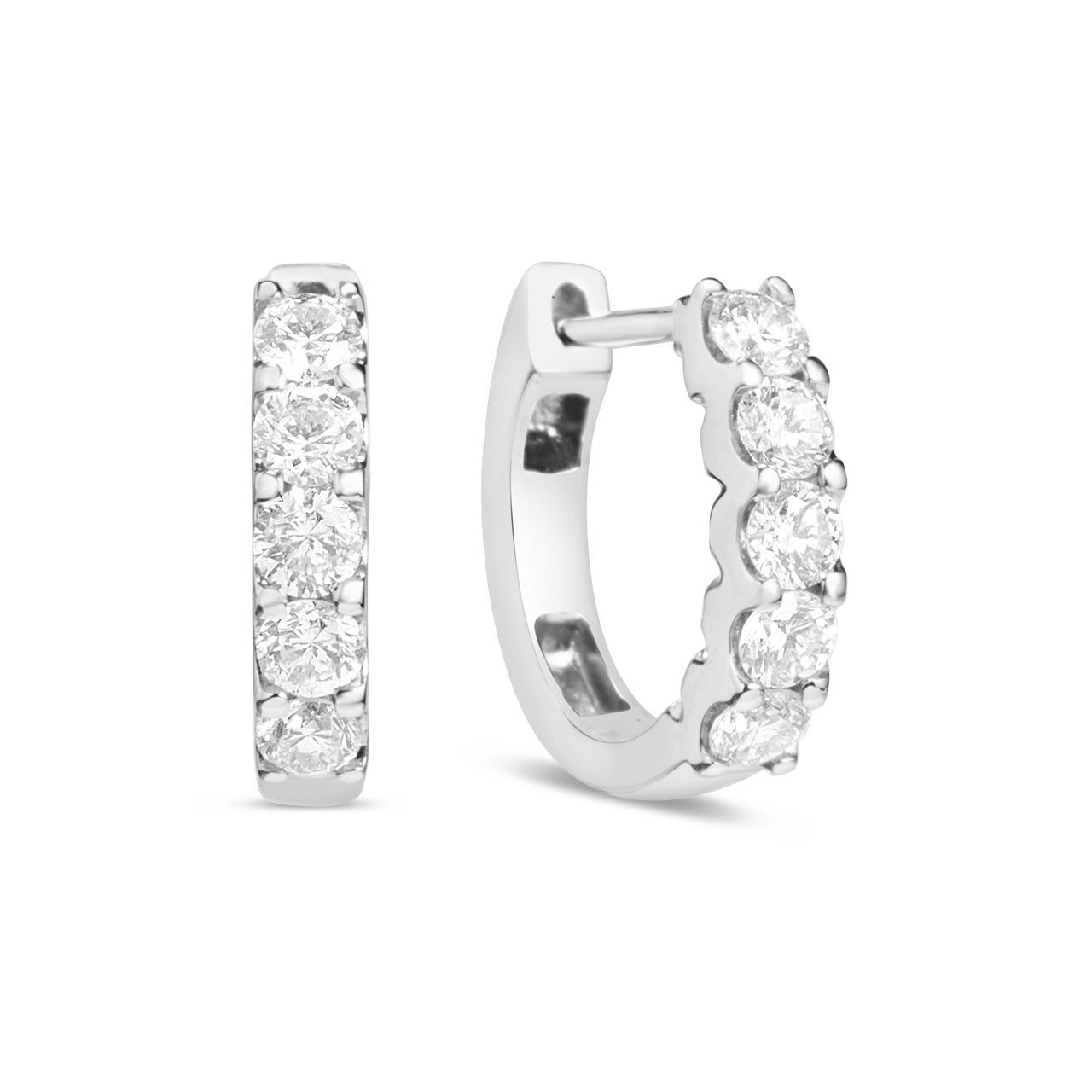 Diamond 5 Stone Huggie Earring
