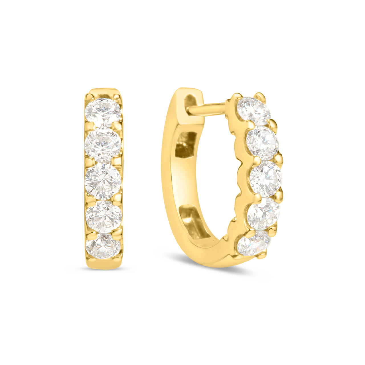 Diamond 5 Stone Huggie Earring