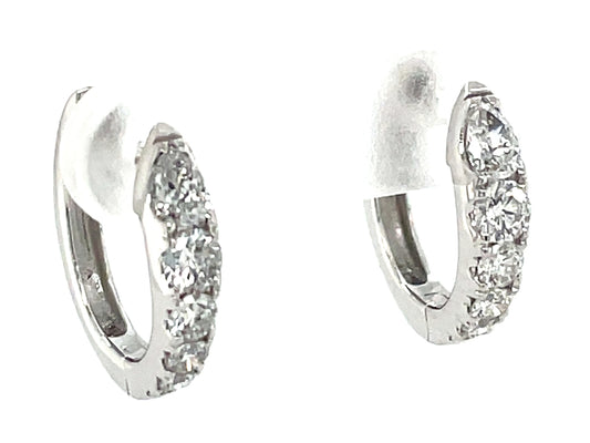 DIAMOND PEAR & ROUND TAPERED HUGGY EARRING, 15MM