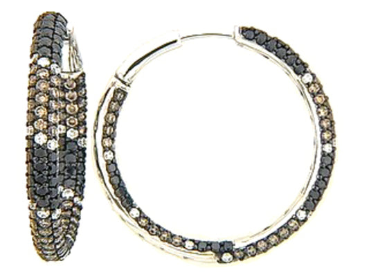 BLACK, BROWN & WHITE DIAMOND EARRING, 18KW (R/N)