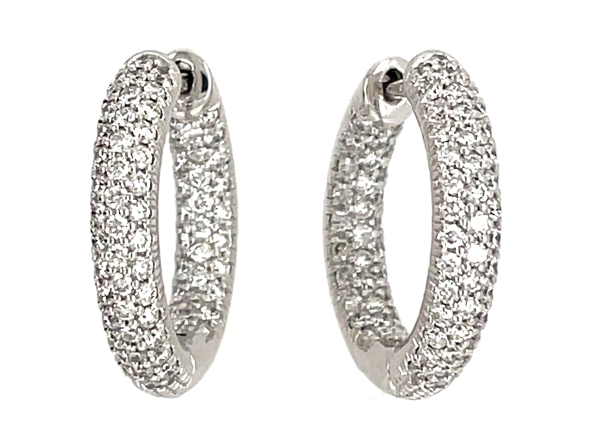 DIAMOND PAVE INSIDE OUTSIDE HOOP EARRING, 18MM