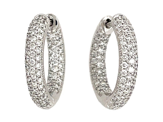 DIAMOND PAVE INSIDE OUTSIDE HOOP EARRING, 18MM