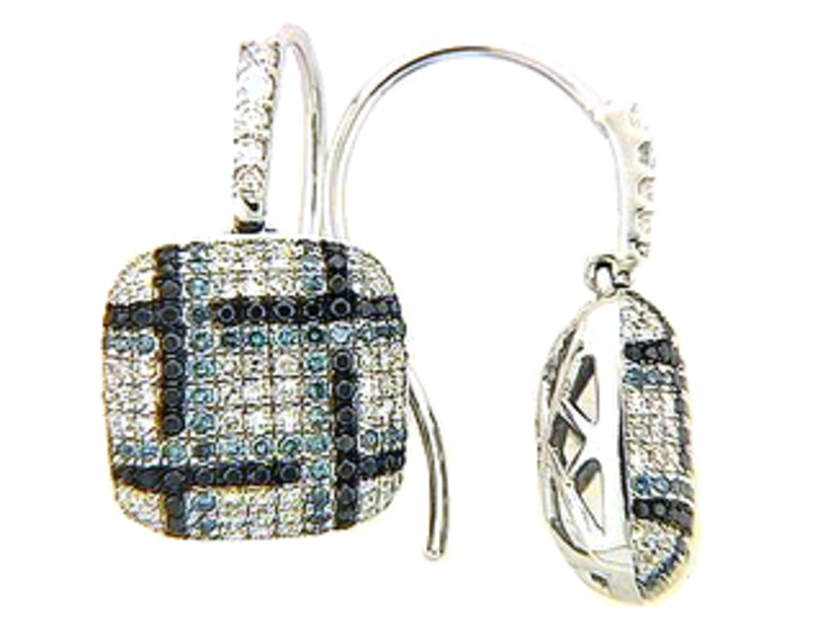Blue, Black White Diamond Earring