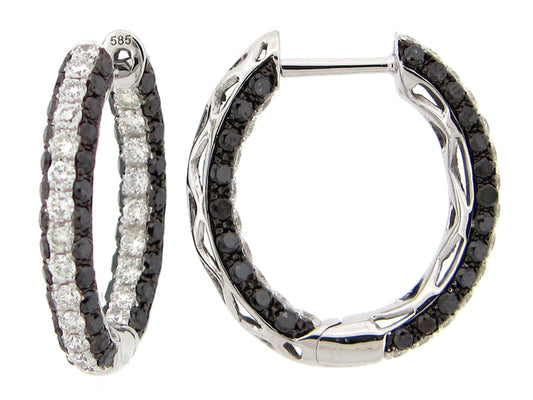 BLACK & WHITE DIAMOND EARRING, 14KW (R/N)