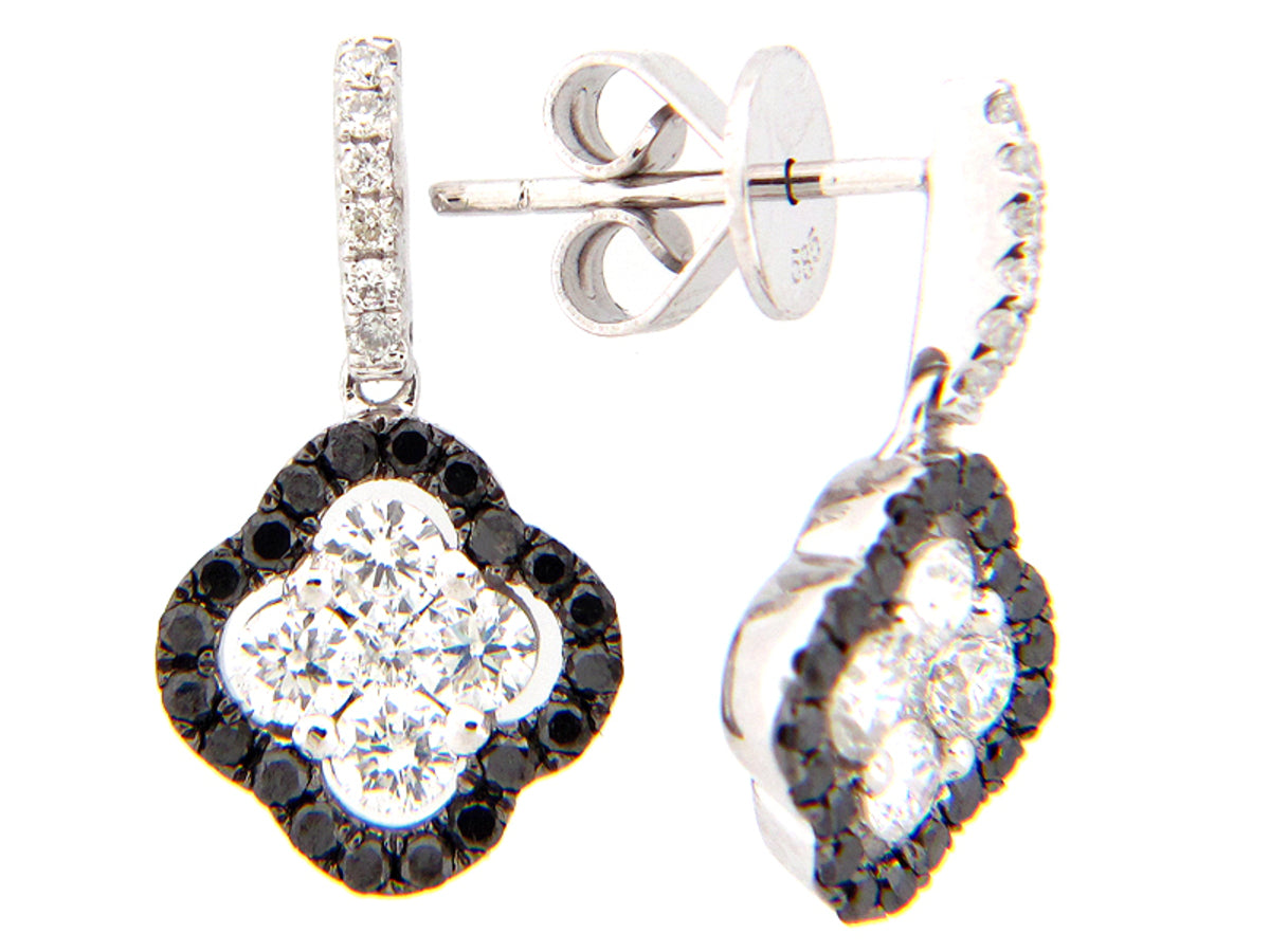 BLACK & WHITE DIAMOND EARRING, 14KW (R/N)