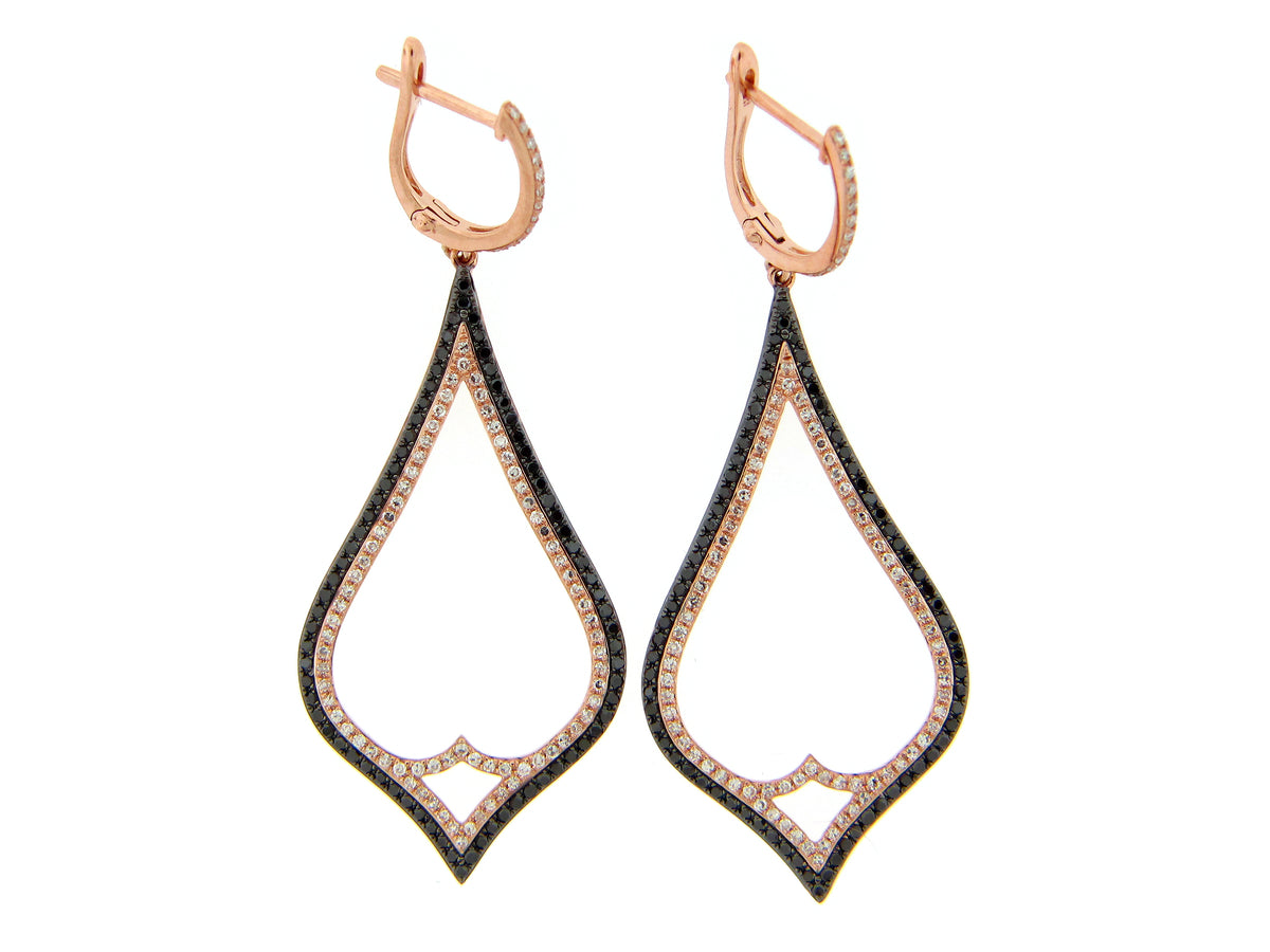 BLACK & WHITE DIAMOND EARRING, 14KR (R)