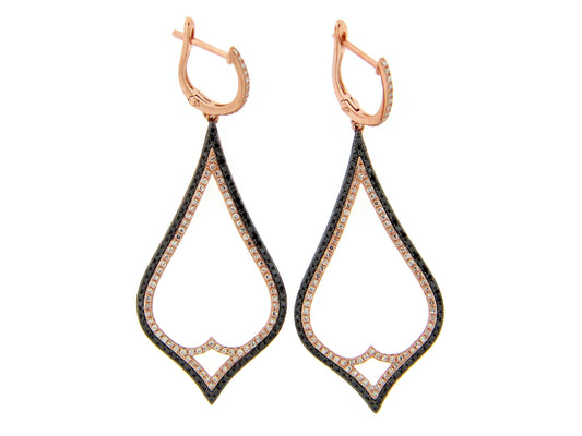 BLACK & WHITE DIAMOND EARRING, 14KR (R)