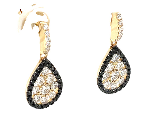 BLACK & WHITE DIAMOND PEAR EARRING
