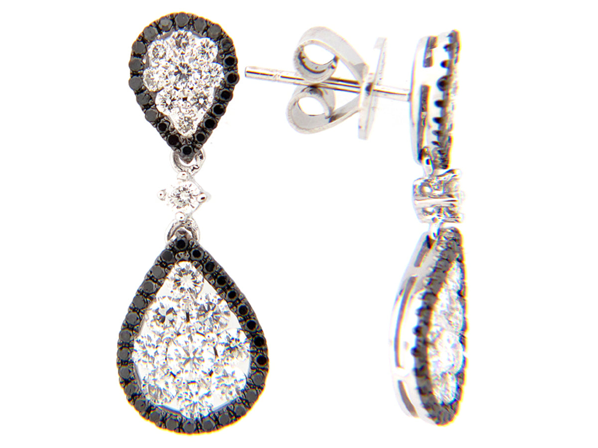 BLACK & WHITE DIAMOND EARRING, 14KW (R/N)