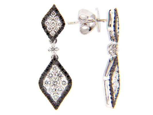 BLACK & WHITE DIAMOND EARRING, 14KW (R/N)