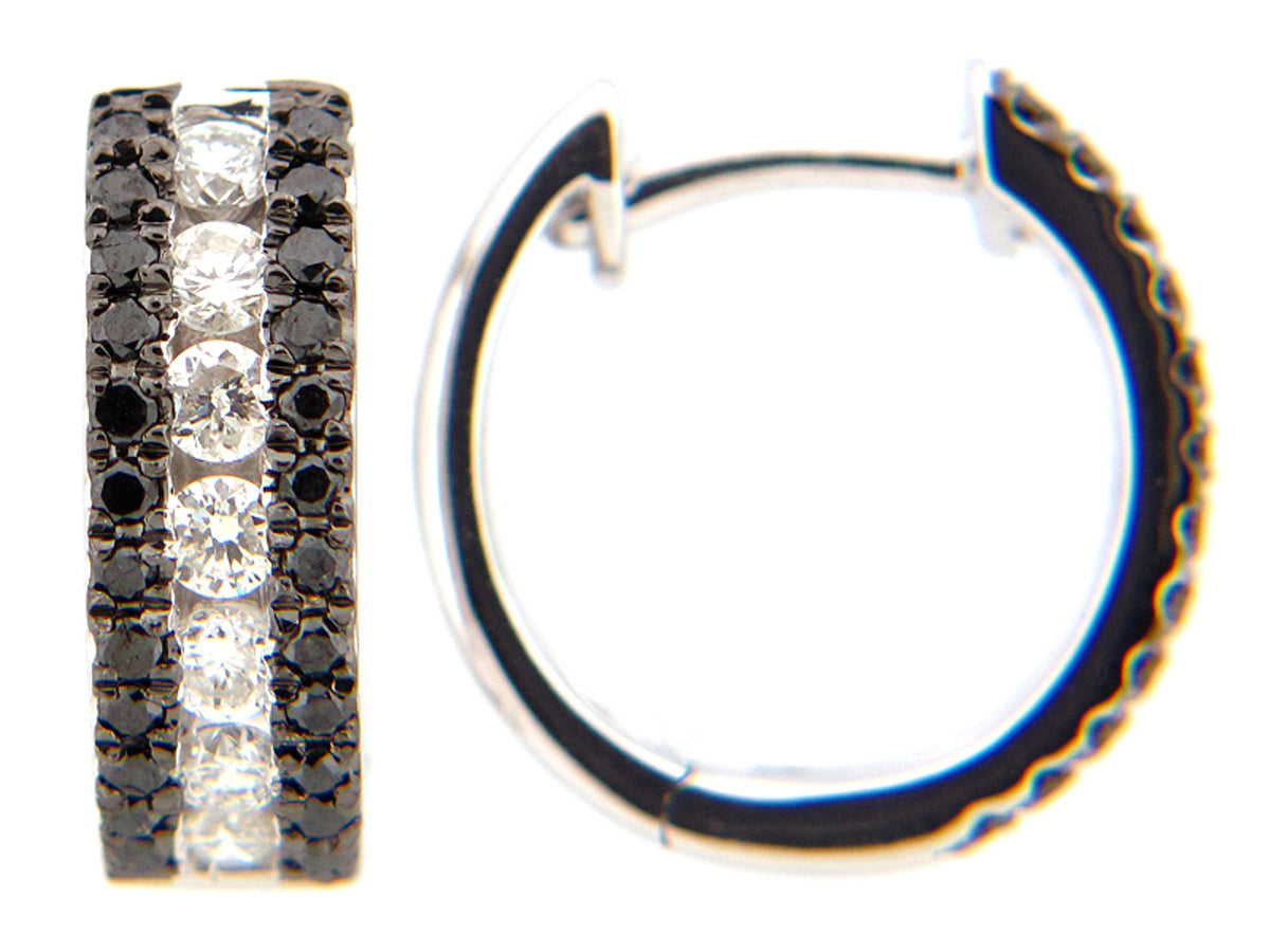 BLACK & WHITE DIAMOND EARRING, 14KW (R/N)